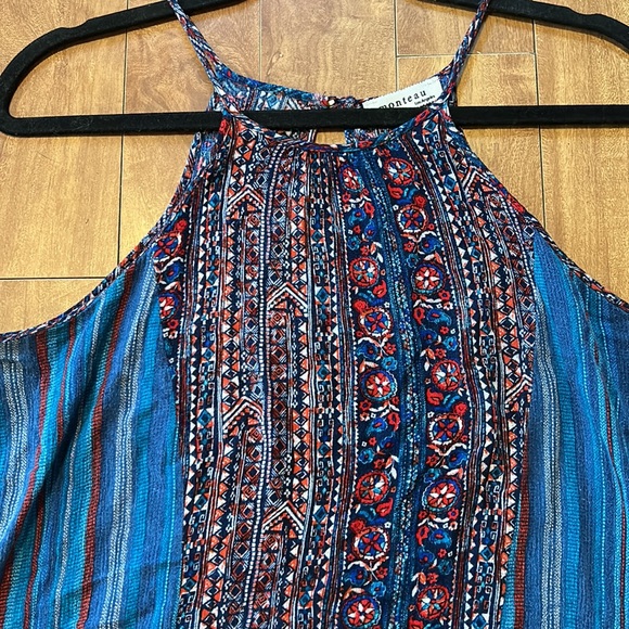 ❤️🔥5/20$ MONTEAU💫 Women’s Blue/Red Printed Bohemian Halter Tank Top Blouse - Picture 5 of 10